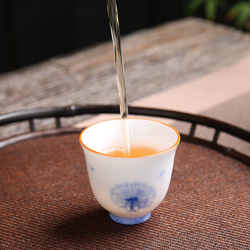 Porcelain Tea Cup For Puer Handpainted Floral Design Ceramic Master Cup 50ml New