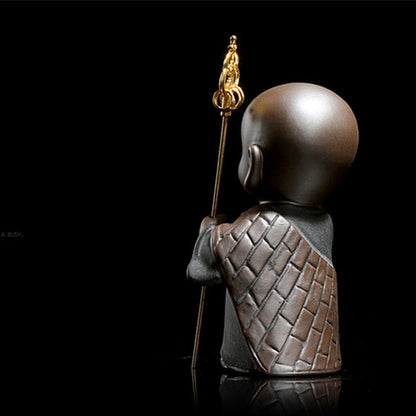Yixing Zisha Tea Pet House Warming Gift Study Decoration Handmade Monk Statue