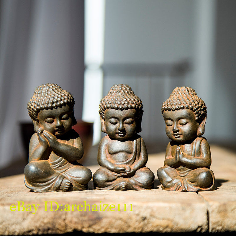 Chinese Iron Rust Shakyamuni Tathagata Buddha Statue Tea Pet Decor Collection