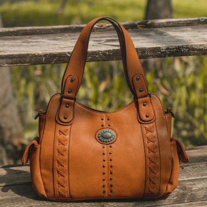 2x Celela Women Shoulder Handbag Bag Concealed Carry Studs Stitch Hobo Purse Bag