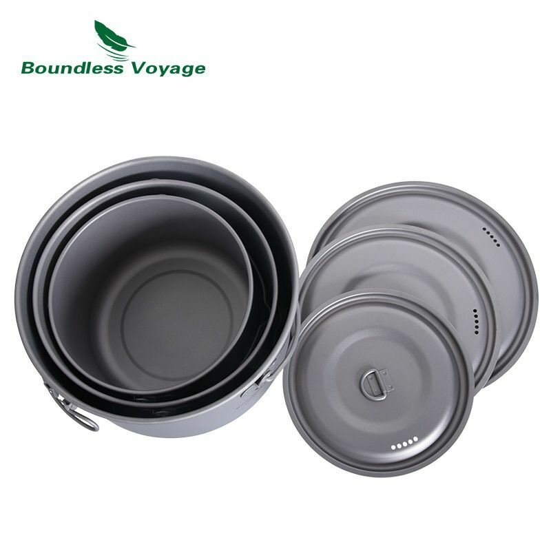 Pot 1.3L / 1.95L / 2.9L Camping Titanium Cookware Lid Lightweight Cooking Kit