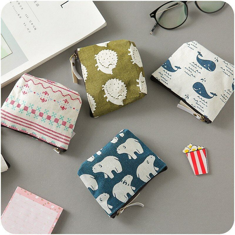 Women Coin Purse Card Earphone Pouch Bag Key Holder Small Wallet Package Canvas