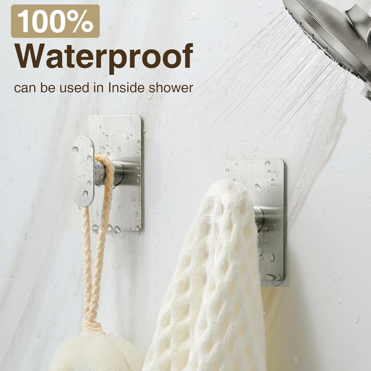 Adhesive Towel Hooks for Bathroom: 20LB Extra Strong Wall Hanger for Shower Kitc