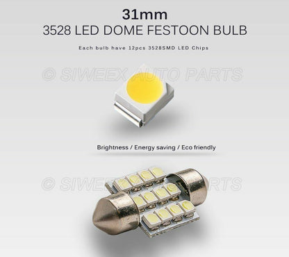 LED Car Interior Lights 31mm 3528 1210 SMD 12 Auto Festoon Dome Map Bulb Lamp 1W