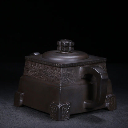 Chinese Yixing Zisha Clay Handmade Exquisite Teapot （四方清影 底款：徐汉棠）