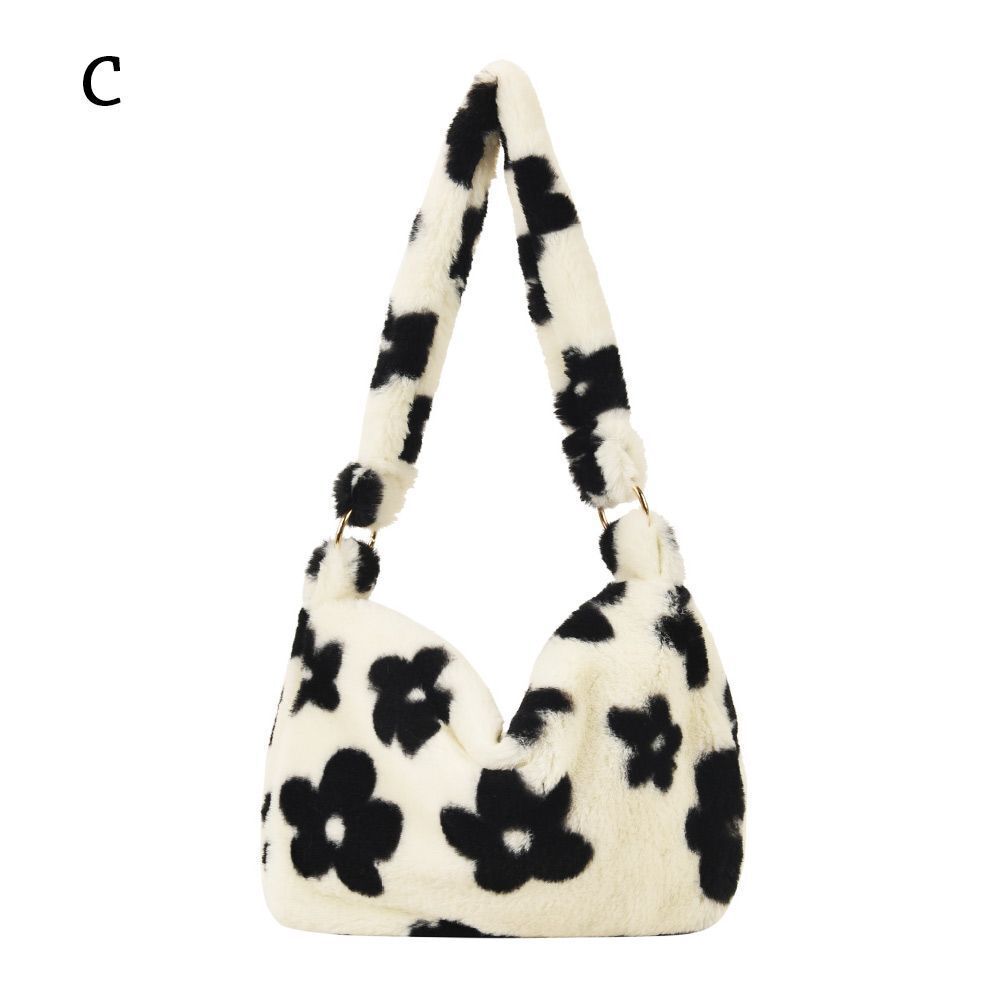 1pc Women Girls Fluffy Shoulder Bag Top-handle Bag Female Autumn Winter Handbag