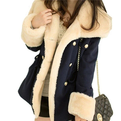 Jackets Women Casual Slim Thick Double College Wind Female Cotton Coats