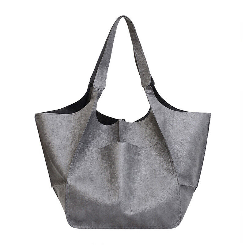 Women Large Capacity Soft Leather Casual Tote Shoulder Bag Retro Shopper Handb