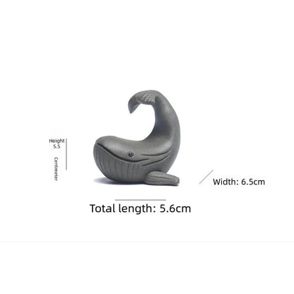 Purple Clay Whale Teapot Lid Holder Tea Pet 6.5cm Vintage Tea Statue Ornaments