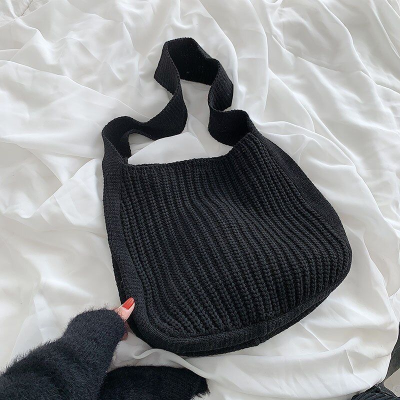 Shoulder Large Handbags Autumn Winter Knitting Shopping Handle Women Shopper Bag