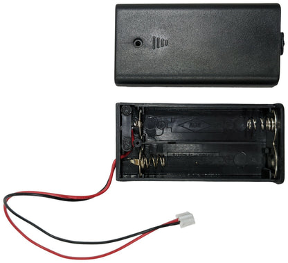 AA Battery Holder with Cover and JST Connector (Holds 2 AA Batteries)