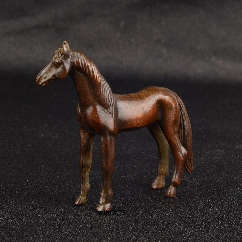 Antique Purple Copper Carving Horse sculpture Distress Crafts Metal collectible