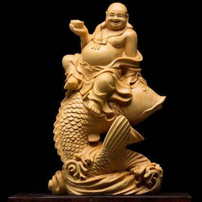 14.5cm Laughing Buddha Statue Handmade Maitreya Buddhist Figure Statue HomeDecor