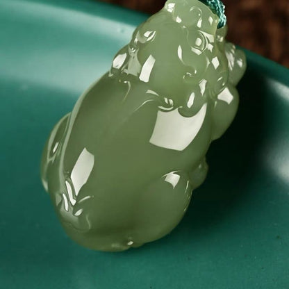 Natural Hetian Jade Pi Xiu Pendant Necklace Unisex Jade Amulet Couples Jewelry