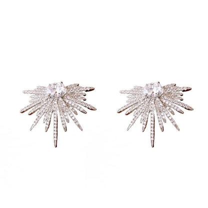 Starburst Crystal Silver Stud Earrings Spike Earrings New Luxury High Quality