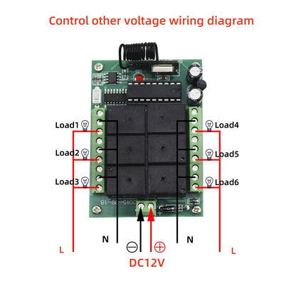 6CH Relay RF Wireless Remote Control Switch Transmitter Receiver Accessories