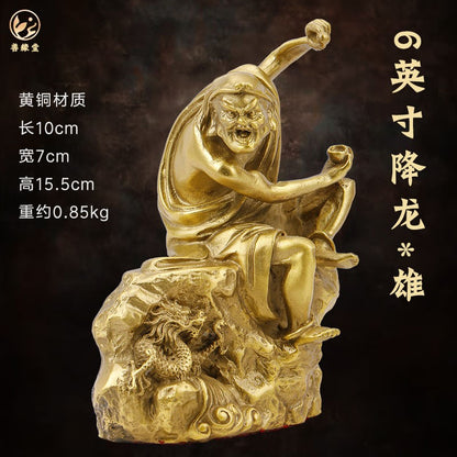 1pc Eighteen Bronze Statues of Arhat Descending Dragon Statue Brass Buddha