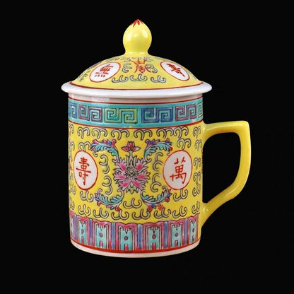 Chinese Traditional Retro Jingdezhen Ceramic Milk Coffee Mug Creative Tea Cup