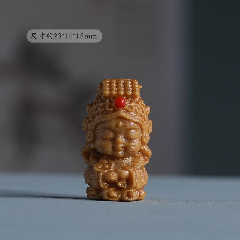 2.3cm Mazu Wood Carving Pendant Ornaments Buddha Bead Necklace Pendant