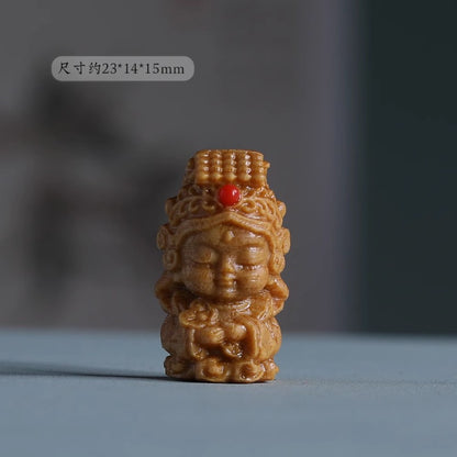 2.3cm Mazu Wood Carving Pendant Ornaments Buddha Bead Necklace Pendant