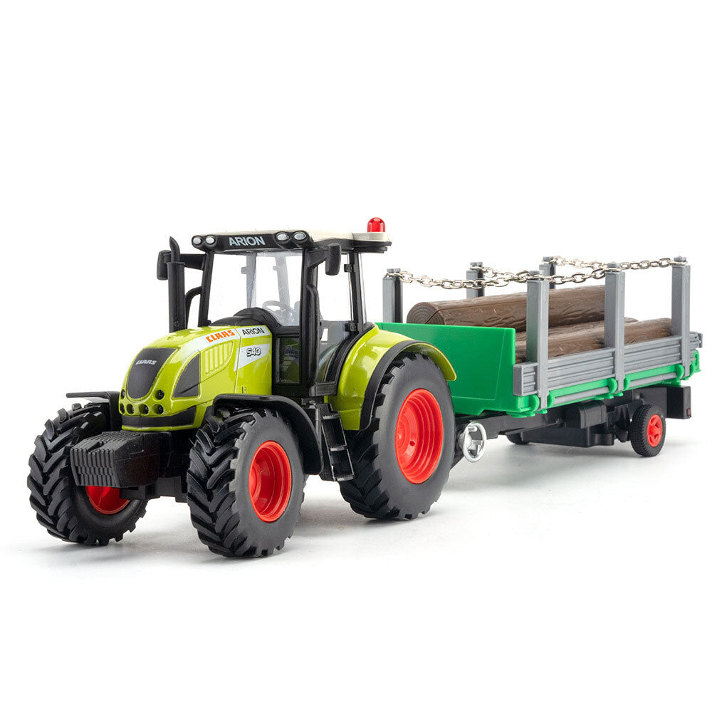1/32 Farm Tractor Toy with Wood Transport Trailer Diecast Model Toy Vehicle