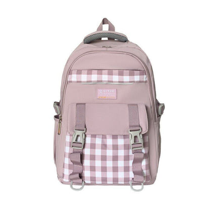 Plaid Waterproof College Backpack Laptop Traveling Book Backpack School Bag 1PC