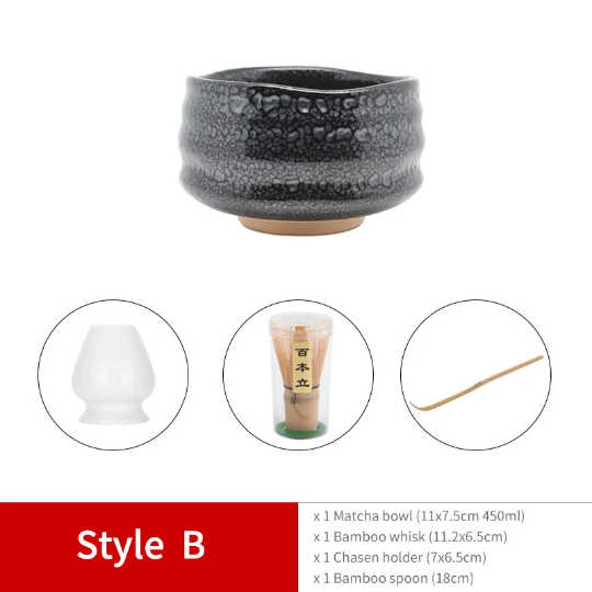 Jianzhan Ceramic Matcha Set with Bamboo Whisk and Holder Personalization Matcha