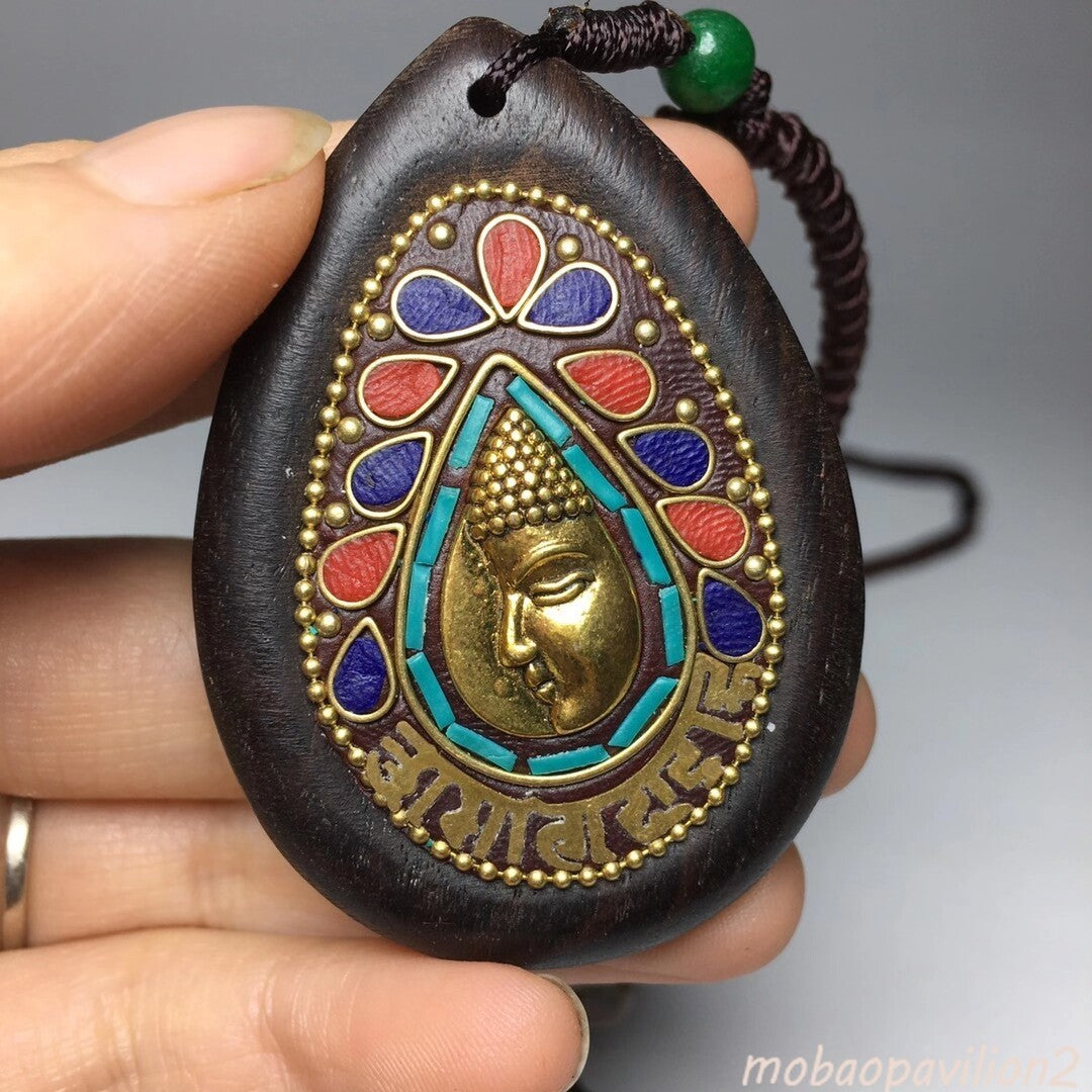 Collected Old Ebony Pendant Ethnic Style Charm Buddhist Statue Pendant