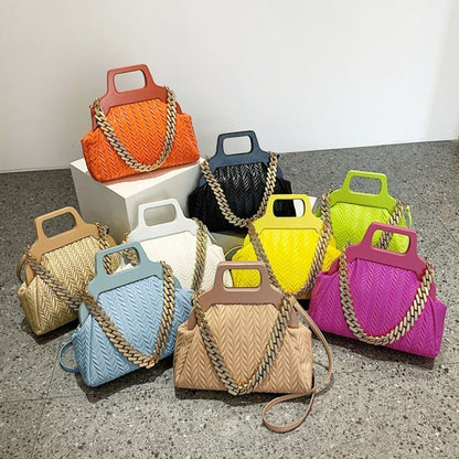 Clip Shell Bag Chain Crossbody Fold Totes Evening Clutch Handbag Shoulder Purse