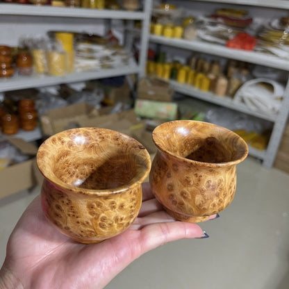 Natural Fir Burl Wood Bowl Chinese Home Tea Cup Heat Resistant Tableware