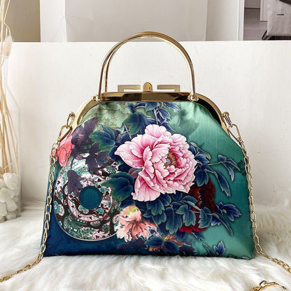 Shoulder Crossbody Bag Spring Flowers Bags Lock Shell Purse Vintage Bag Handbags