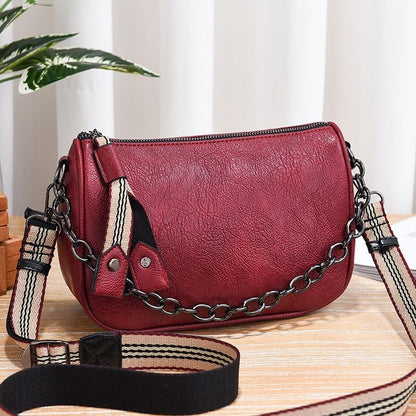 Vintage Zipper Little Bag Hard Synthetic Leather Chain Ladies Shoulder Bag Shell
