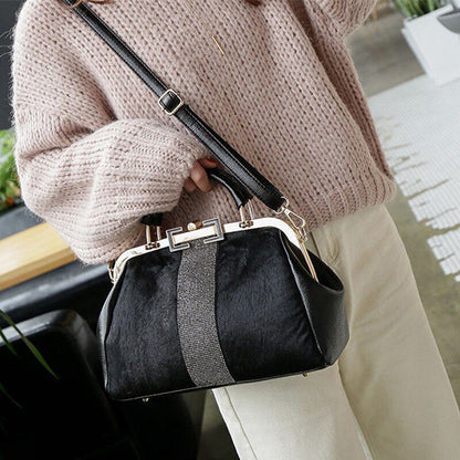 Vintage Fashion Shell Lock Bag Shoulder Crossbody Velvet Totes Handbags Purses