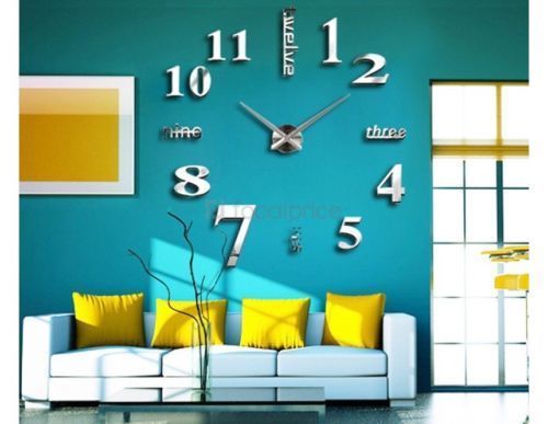 Large Wall Clock Big Watch Decal 3D Stickers Roman Numerals DIY Wall Modern room