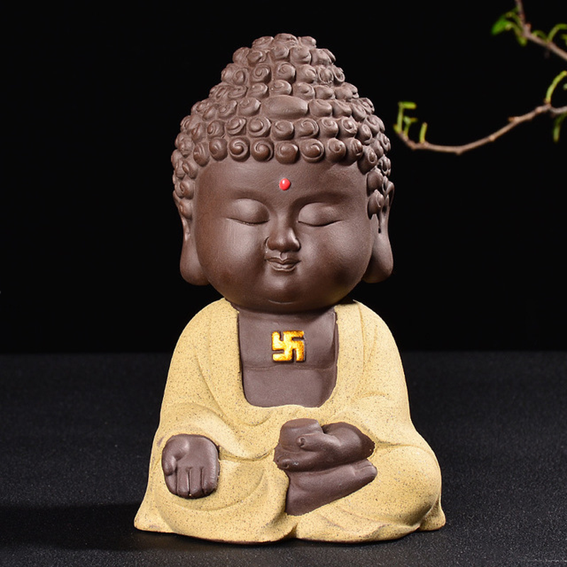 Creative Purple Clay Buddha Statue Decoration Tea Pet Desktop Home Furnishing