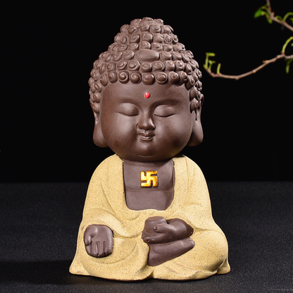 Creative Purple Clay Buddha Statue Decoration Tea Pet Desktop Home Furnishing