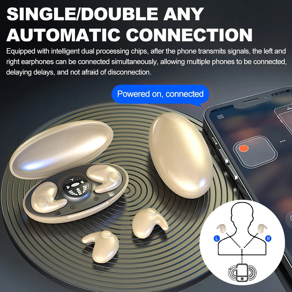 Invisible Sleep Wireless Earphone Bluetooth 5.3 Headphones Hidden Earbuds LOT