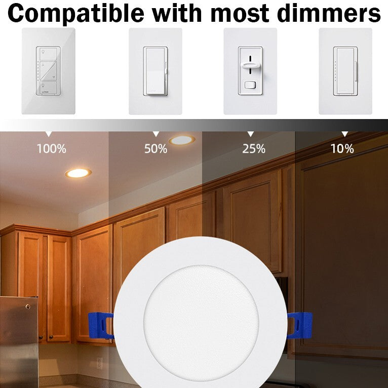 12 Pack 4.8" Dimmable Recessed LED Lights Retrofit Kit, 5 Selectable Colors, 12W