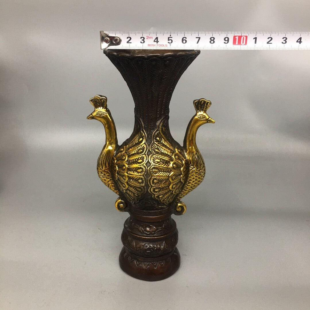 Antique Bronze Artifacts A Pair of Peacock Vases Collection