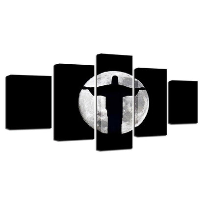 Jesus Christ God Moon Shadow Canvas Prints Painting Wall Art Home Decor 5PCS