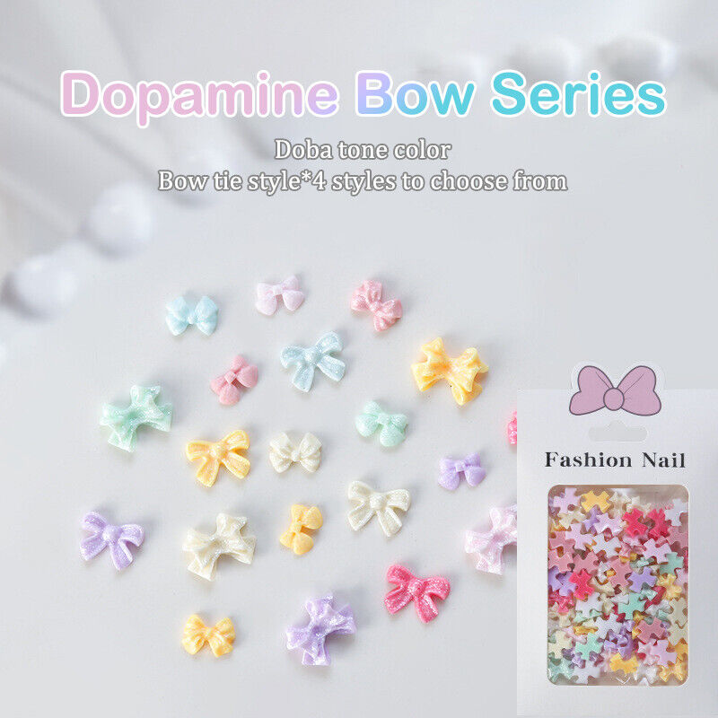 100Pcs/Bag Mini Bow 3D Cute Nail Art Decorations Shiny Bowknot Ornament