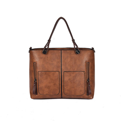 European Women's Bag Large Simple Fashion Handbag Retro Shoulder Messenger Bags