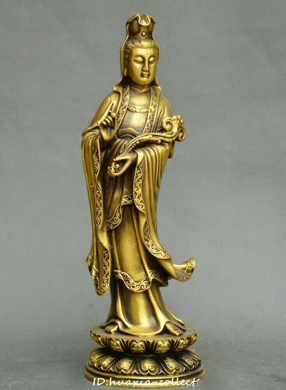 Chinese Tibet Buddhism Old Bronze Ruyi Guanyin Kwan-yin Avalokitesvara Statue