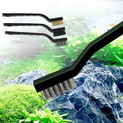 Aquarium Algae Cleaning Brush 3Pcs Steel Wire Nylon Fish Tank Accessory Cleaners