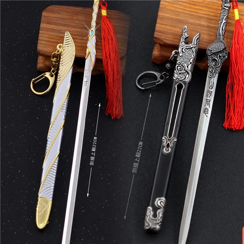 Sword In White Cosplay Props Antiquity Sword Keychain Weapons Blade Keyring