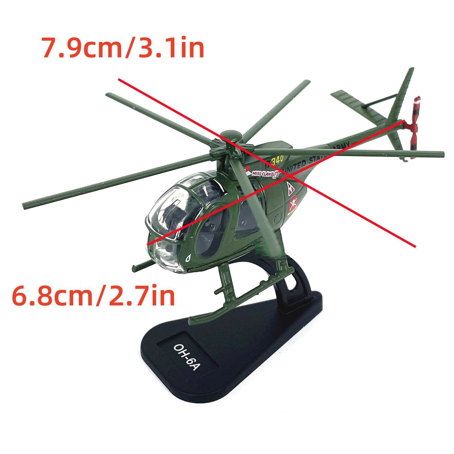 Alloy 1/100 Scale US Army OH-6A Cayuse Helicopter Finished Model Toy Collection