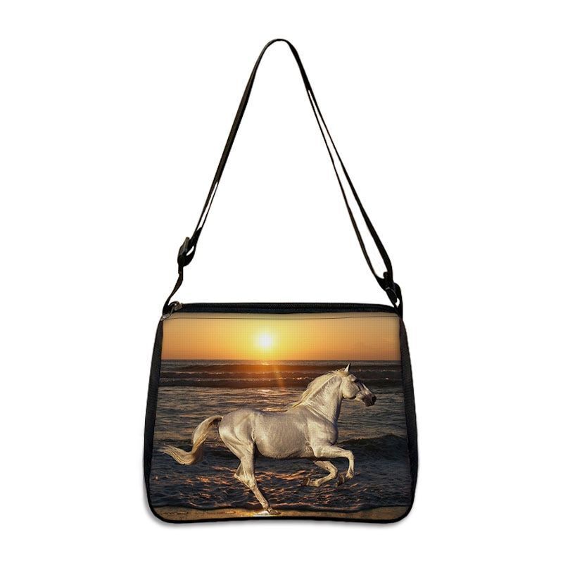 Horse Print Handbag Canvas Shoulder Bag Messenger Bags Travel Crossbody Nylon