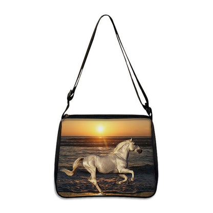 Horse Print Handbag Canvas Shoulder Bag Messenger Bags Travel Crossbody Nylon