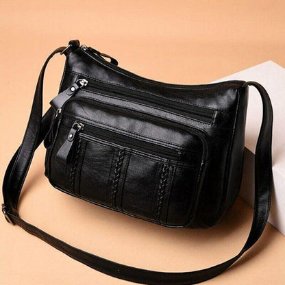 Soft Pu Leather Shoulder Bag Messenger Bag Small Size Purse Handbags Black Flap
