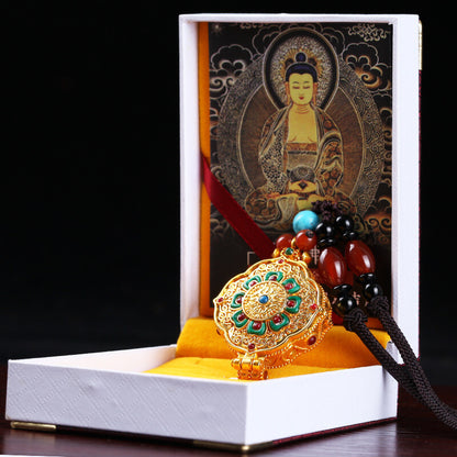 Six Characters Zhenyan Gawu Box Pendant Gilt Pendant Decoration